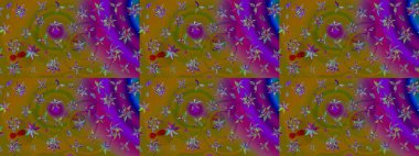 Kahverengi renkli çiçekler. Renkli Bahar Teması eskiz kalıbı. Düz Çiçek Elementleri Tasarımı. Raster illüstrasyonunda çiçek deseni çizimi.