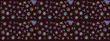 Düz Çiçek Elementleri Tasarımı. Renkli Bahar Teması eskiz kalıbı. Çiçek deseni. Raster illüstrasyonu. Chichi kumaş deseni çiz.