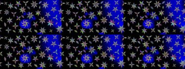 Siyah renklerde. Raster illüstrasyonu. Siyah renkte siyah papatya deseni.