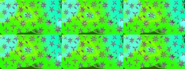 Raster illüstrasyonundaki çiçek desenli çizim. Suluboya tarzında yeşil renkte çiçekler.