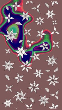 Düz Çiçek Elementleri Tasarımı. Çiçek desenli eskiz, yaz çiçekleri. Renkli Bahar Teması eskiz kalıbı. Kahverengi renkte çiçekler.