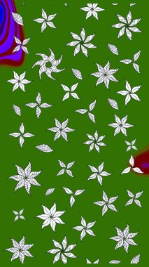 Çiçek. Raster illüstrasyonu. Taslak dekoratif arka plan, çiçek mandala. Yeşil renklerde.