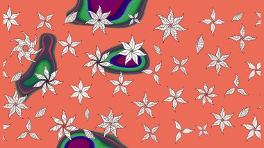 Raster illüstrasyonu. Çizim çiçek deseni duvar kâğıdı olarak kullanılabilir. Turuncu renkte çiçekler.