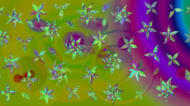 Çiçekli el çizimi çizimi deseni. Modern gelişim yeşil raster arka plan duvar kâğıdı illüstrasyon klasik çizgili iz sürme desenli çiçekler, çiçekli süsler.