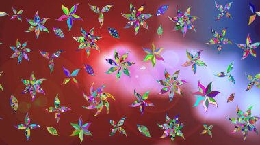 Renkli Bahar Teması eskiz kalıbı. Raster. Düz Çiçek Elementleri Tasarımı.