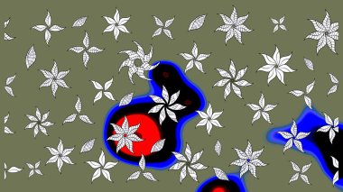 Raster illüstrasyonu. Yeşil renklerde. Yeşil renkte yeşil papatya deseni.