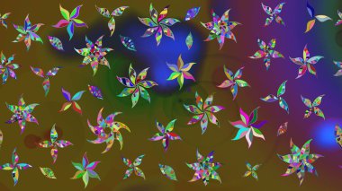 Yeşil renkli yeşil papatya deseni. Yeşil renklerde. Raster illüstrasyonu.