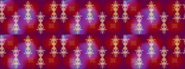 Renkli arka planda izole tatlı kar taneleri. Kırmızı, mor ve mor renkli kar taneleri. Kar tanesi raster deseni. Raster illüstrasyonu.