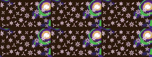 Kahverengi çiçekli eskiz deseni, suluboya çiçek deseni, sevimli çiçek, duvar kağıdı, kart veya kumaş için fayanslı. Raster - stok.