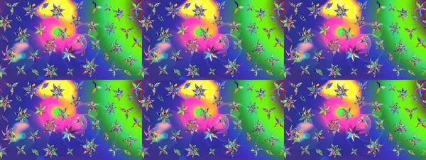 Düz Çiçek Elementleri Tasarımı. Mavi renkli çiçekler. Raster illüstrasyonundaki çiçek desenli çizim. Renkli Yaz Teması çizim şablonu.