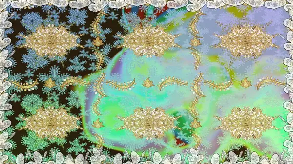 Tarafsız renklerde altın çiçekli altın desenler. Raster geometrik arka plan. Altın rengi, kusursuz çizim. Senin tasarımın için, duvar kağıdı..