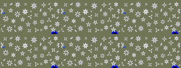 Çiçek buketleriyle klasik bir eskiz şekli. Yeşil renklerde. Raster illüstrasyonu.