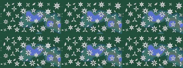 Yeşil renkli çiçekler. Raster illüstrasyonu. Çizim çiçek deseni duvar kağıdı için kullanılabilir.