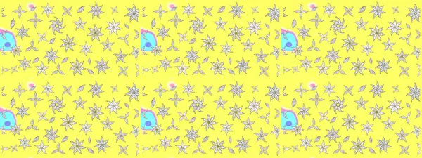 Sarı renkli çiçekler. Renkli Bahar Teması eskiz kalıbı. Sevimli çiçek raster deseni. Düz Çiçek Elementleri Tasarımı.