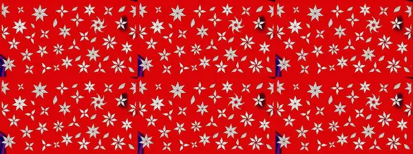 Düz Çiçek Elementleri Tasarımı. Kırmızı renkte çiçekler. Çiçekli çizim şekli. Renkli Bahar Teması çizim şablonu.