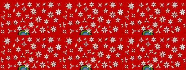 Raster illüstrasyonu. Kırmızı renkte sevimli çiçekler. Moda baskısı, albüm, ambalaj kağıdı ve duvar kağıdı için zarif dekoratif süslemeler. Küçük çiçekli basit bir çiçek çizimi..