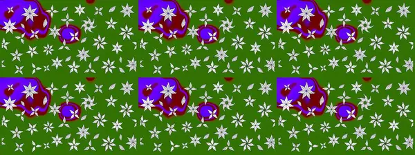 Çiçeksel çizim kalıbının yansıması. Vadinin yeşil renkli çiçekleri.