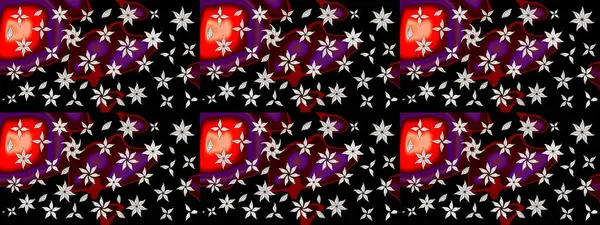 Vadinin çiçekleri siyah renklerde. Çiçeksel çizim kalıbının çizimi.