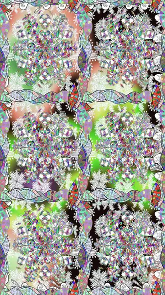 Raster illüstrasyonu. Tarafsız renklerde bahar çiçekleri. Çiçek ve yapraklı karalama şeklinde Raster çiçek deseni.