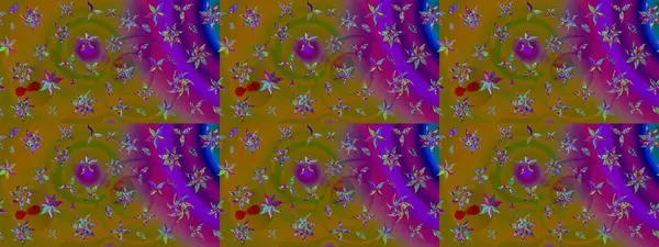 Kahverengi renkli çiçekler. Renkli Bahar Teması eskiz kalıbı. Düz Çiçek Elementleri Tasarımı. Raster illüstrasyonunda çiçek deseni çizimi.