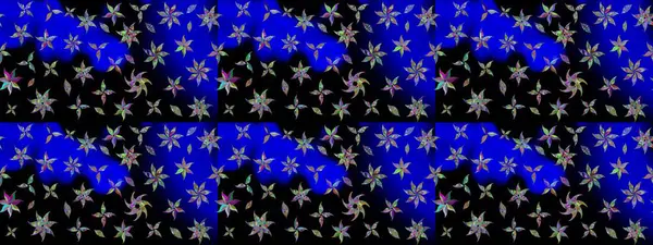 Düz Çiçek Elementleri Tasarım Raster illüstrasyonu. Renkli Bahar Teması eskiz kalıbı. Siyah renkli çiçekler. Çiçek eskiz kalıbı geçmişi.