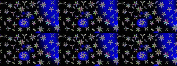 Siyah renklerde. Raster illüstrasyonu. Siyah renkte siyah papatya deseni.