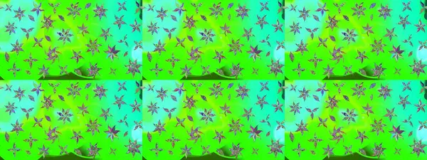 Raster illüstrasyonundaki çiçek desenli çizim. Suluboya tarzında yeşil renkte çiçekler.