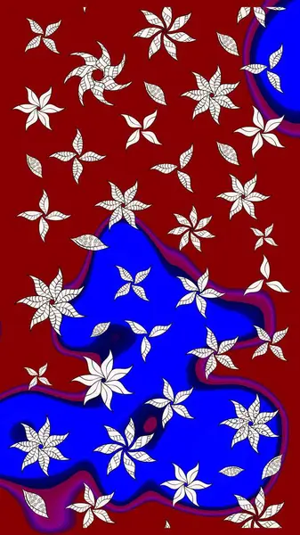 Çok renkli küçük çiçekler ve kırmızı renkli komik böcekler, raster desen, illüstrasyon.