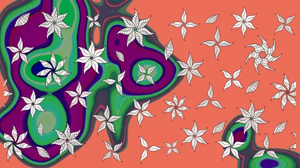 Turuncu renkli çiçekler. Raster illüstrasyonu. Çiçek deseni. Turuncu renkte çiçek çizimi. Şatafatlı bahar bahçesi dokusu.