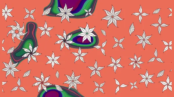 Raster illüstrasyonu. Çizim çiçek deseni duvar kâğıdı olarak kullanılabilir. Turuncu renkte çiçekler.