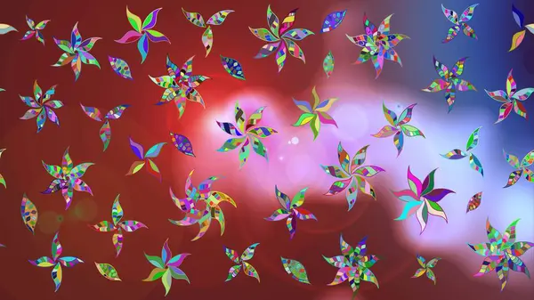 Renkli Bahar Teması eskiz kalıbı. Raster. Düz Çiçek Elementleri Tasarımı.