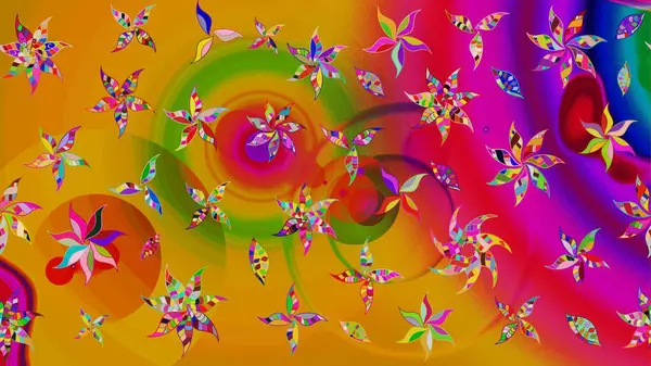 Modern stil dokusu. Çiçek desenli raster, sarı çizgi grafik desenli soyut raster arkaplan.