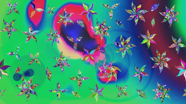 Çiçekler suluboya tarzında yeşil renkte. Çiçekli yeşil renkte bir çiçek deseni çiz.