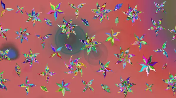 Düz Çiçek Elementleri Tasarım Raster illüstrasyonu. Çiçek desenli eskiz. Pembe renkli çiçekler. Renkli Bahar Teması çizim şablonu.