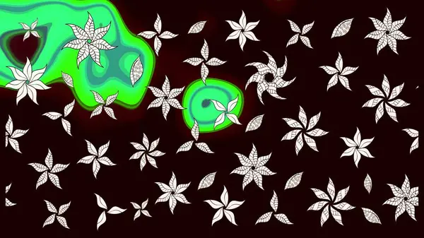 3D çiçekler, eskiz. Siyah renklerde. Raster illüstrasyonu.