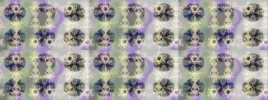 Raster illüstrasyonu. Şirin çiçekli eskiz deseni ve nötr, gri ve bej renklerde yapraklar, suluboya çiçek deseni, duvar kağıdı, kart veya kumaş için fayanslı.