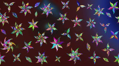 Çiçekli karalama şeklinde Raster çiçek deseni. Raster illüstrasyonu. Nazikçe, yaz çiçekleri kahverengi renklerde.