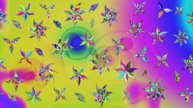 Sarı renkli çiçekler. Düz Çiçek Elementleri Tasarımı. Renkli Bahar Teması eskiz kalıbı. Raster illüstrasyonunda çiçek deseni çizimi.