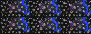 Gri renkli Asya tekstili. Raster illüstrasyonu. Suluboya çiçekli çiçek deseni.