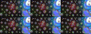 Renkli Bahar Teması eskiz kalıbı. Taslak desenli, modaya uygun kumaş deseni. Düz Çiçek Elementleri Tasarımı. Raster illüstrasyonu. Şirin çiçek elementleri..