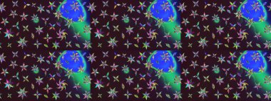 Raster illüstrasyonu. Suluboya çiçekli çiçek deseni. Kahverengi renkli Asyalı tekstil.