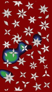 Düz Çiçek Elementleri Tasarımı. Raster illüstrasyonundaki çiçek desenli çizim. Güzel kumaş deseni. Renkli Bahar Teması çizim şablonu.