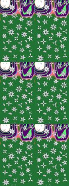 Raster illüstrasyonundaki çiçek desenli çizim. Düz Çiçek Elementleri Tasarımı. Süslü kumaş deseni. Renkli Bahar Teması çizim şablonu.