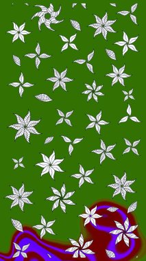 Yumuşak, yeşil renkli bahar çiçekleri. Yaprak ve çiçeklerin suluboya resimleri, yeşil renkte çizimler. Raster illüstrasyonu.