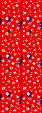 Kırmızı renkte çiçekler. Düz Çiçek Elementleri Tasarımı. Raster illüstrasyonu. Çiçek desenli çizim. Renkli Bahar Teması eskiz kalıbı. Asya tekstil tarzında.