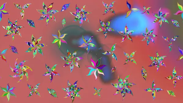 Düz Çiçek Elementleri Tasarımı. Eskiz klasiği. Raster Şirin kumaş deseni. Renkli Bahar Teması çizim şablonu.