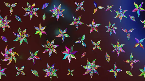 Çiçekli karalama şeklinde Raster çiçek deseni. Raster illüstrasyonu. Nazikçe, yaz çiçekleri kahverengi renklerde.