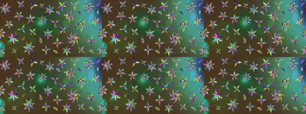 Yeşil renkli çiçekler. Raster düz çiçek çizim deseni. Tasarım hediye paketi, tebrik kartları, posterler ve afiş tasarımı.