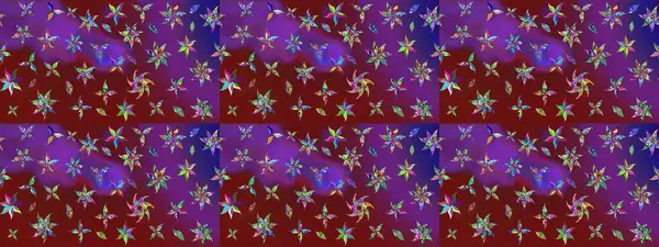 Raster illüstrasyonu. Çiçekli karalama şeklinde Raster çiçek deseni. Yumuşak, bahar çiçekleri mor renklerde.