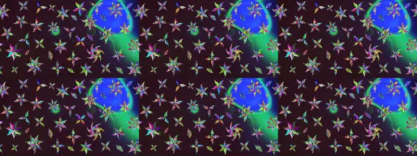 Raster illüstrasyonu. Suluboya çiçekli çiçek deseni. Kahverengi renkli Asyalı tekstil.